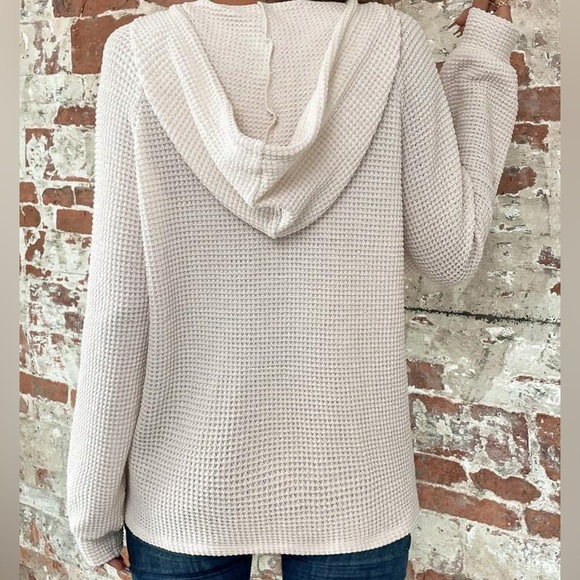 Button Raglan Sleeve Drawstring Hoodie - Picture 2 of 8